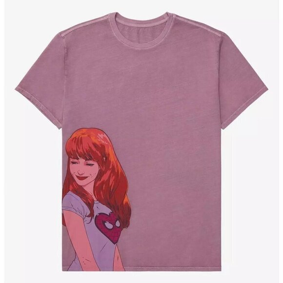 Marvel MJ Mary Jane Loves Spiderman Oversized Graphic Tee - Picture 2 of 4